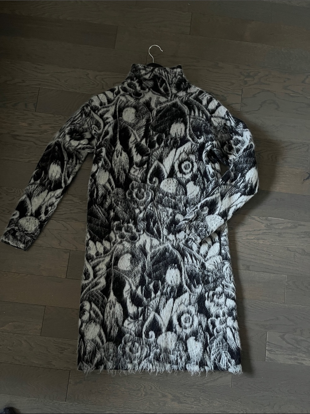 Sportmax Black & White Floral Teddy Coat